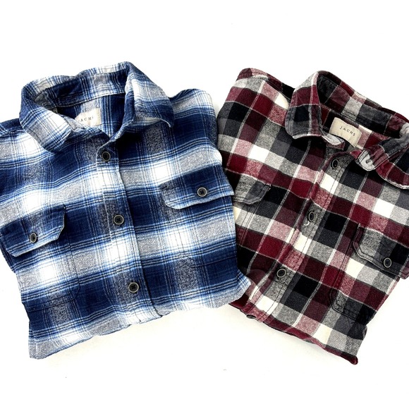 Jachs Flannel Shirt LOT‎ Blue & Red Plaid Cotton Button-Up Mens Medium - Picture 2 of 12